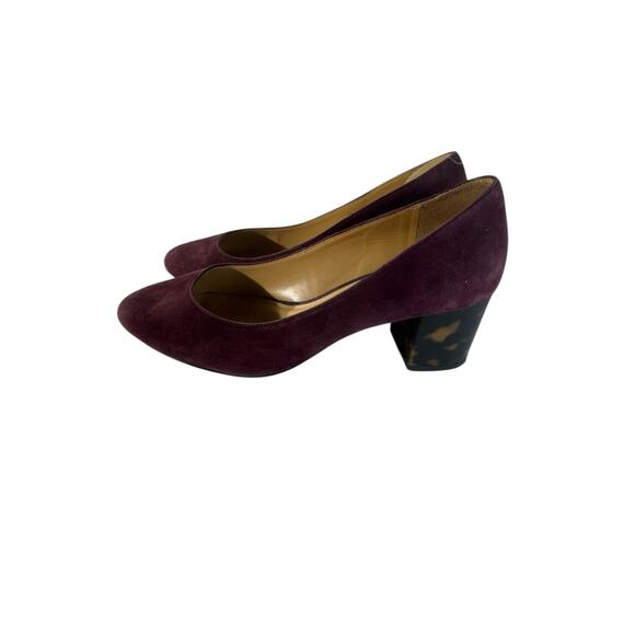 Talbots ISA Heels Block TORTOISE PATTERN Suede 7M Office Work Purple Leather - Picture 1 of 10